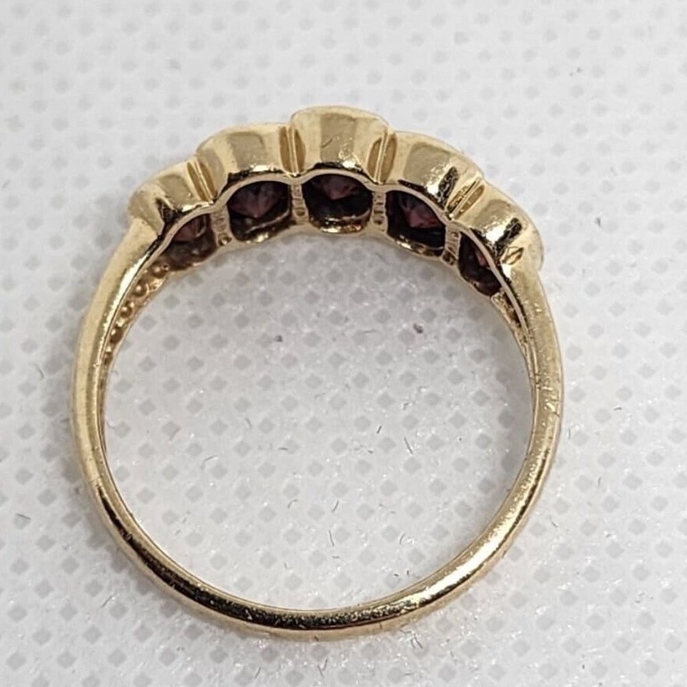 10K 417 YELLOW GOLD & GARNET RING MW SIZE 6 - Picture 7 of 9